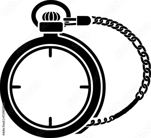 Minimalist black and white outline of a classic pocket watch