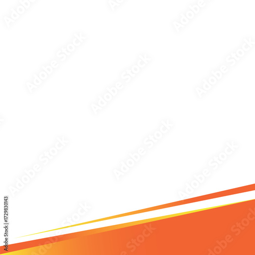 An abstract background with a white canvas and a bold, diagonal border at the bottom, featuring a wide orange gradient area separated by a thin yellow line.