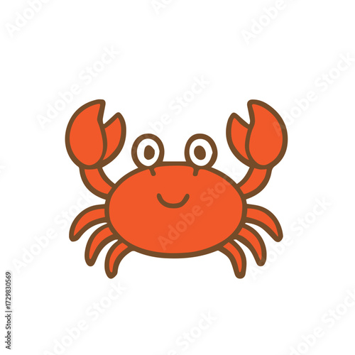 Cute Cartoon Crab with Orange Body and Raised Claws