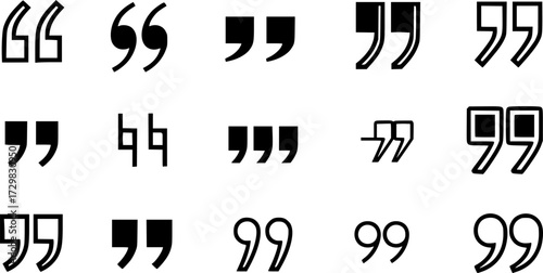 Diverse quotation mark styles collection in bold and linear design