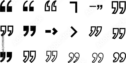 Diverse quotation mark styles collection in bold and linear design