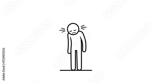 A simple stick figure representing a person experiencing stress and anxiety, looking downcast.