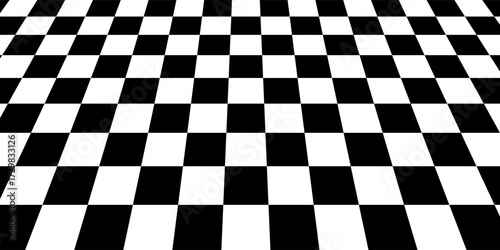 Vector black and white perspective floor background. Chess board. vector modern