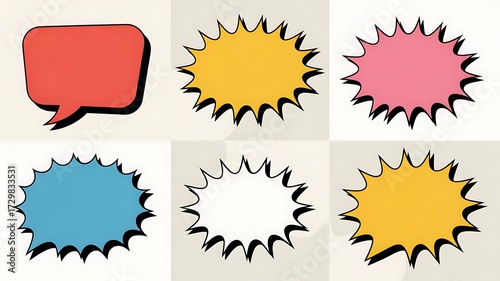 A jagged speech bubble material set featuring stylish spike frames, perfect for discount campaigns, special prices, headings, titles, and surprises.