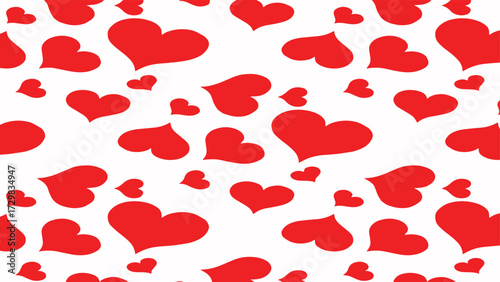 Illustration of a seamless pattern background with hearts arranged in a long row.