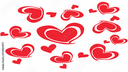 Illustration of a seamless pattern background with hearts arranged in a long row.
