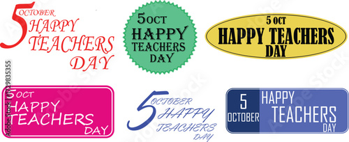 Happy Teachers Day icon set. text quote for banner poster or card, happy teachers day. Greeting card. Teachers Day poster. Teacher Appreciation Week poster. Vector