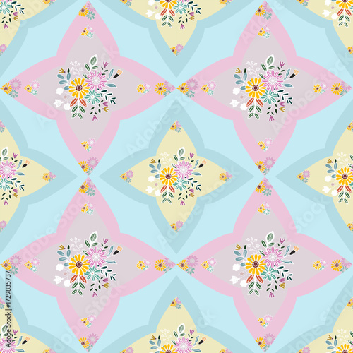 Floral seamless folk pattern, ethnic folklore flowers. Ethnic flowers, Jacobean traditional style on a white background. Classic indian motifs, trendy vector illustration