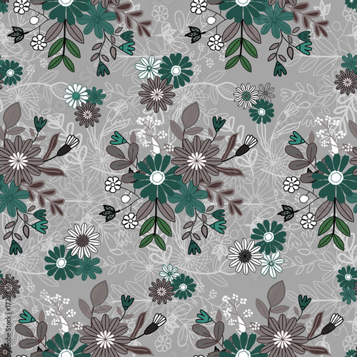 Floral seamless folk pattern, ethnic folklore flowers. Ethnic flowers, Jacobean traditional style on a white background. Classic indian motifs, trendy vector illustration