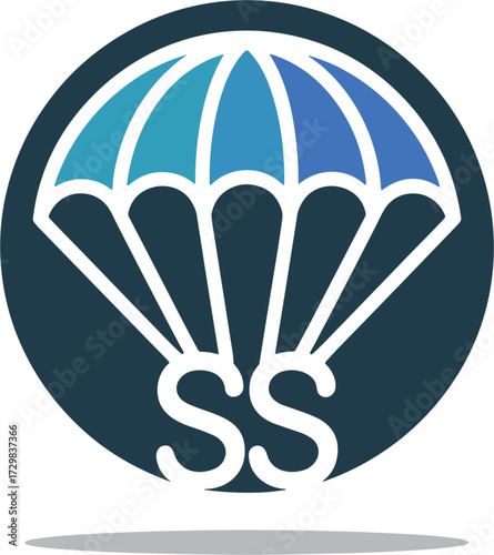 Skydive Rescue Parachute Logo Saving Supervision Vector Graphic