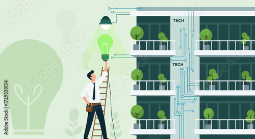 Smart building electricity maintenance with eco friendly technology bulb and energy saving solutions