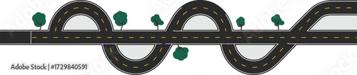 Road network illustration with overpasses and green trees on the roadside
