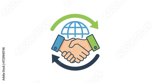 Global Partnership: A Handshake Symbolizing Worldwide Collaboration and Agreement in Business