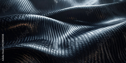 Wallpaper Mural Intricate dark carbon fiber-like waves with a subtle metallic sheen, creating a futuristic textured background for advanced technological applications and abstract data visualizations Torontodigital.ca
