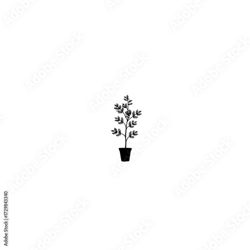 
A black silhouette of a plant silhouette .