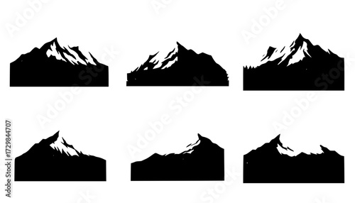 Scenic mountain range silhouette illustration forested hills peaceful landscape
