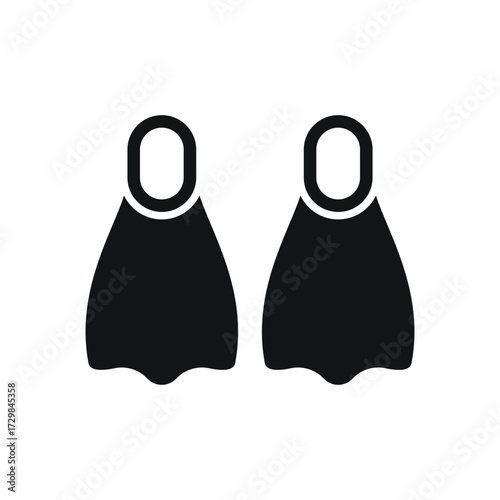 Diving fins icon in glyph style for marine, scuba, and snorkeling themes.
