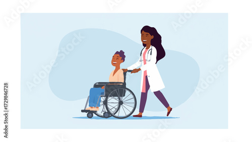 vector of a doctor treating a patient