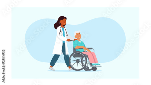 vector of a doctor treating a patient