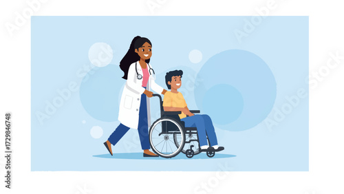 vector of a doctor treating a patient