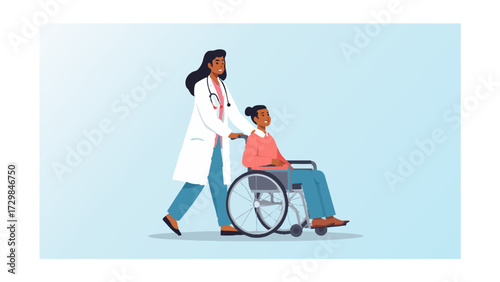 vector of a doctor treating a patient