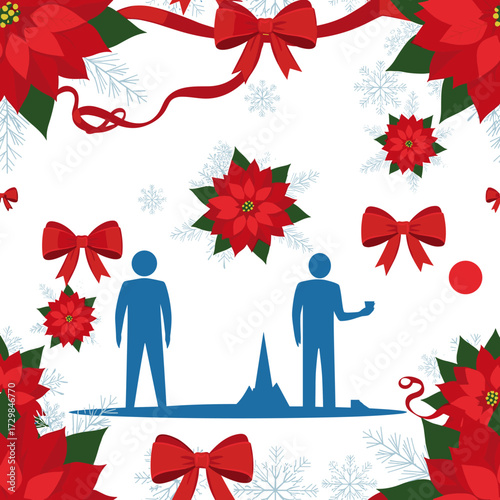 Happy holidays with social distancing and festive decorations. .