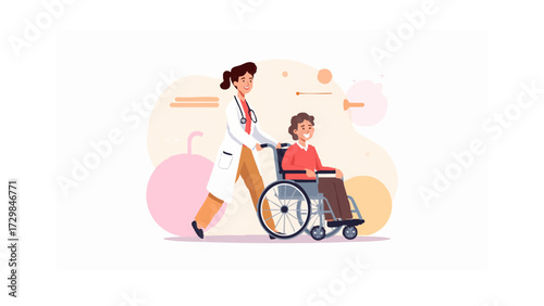 vector of a doctor treating a patient