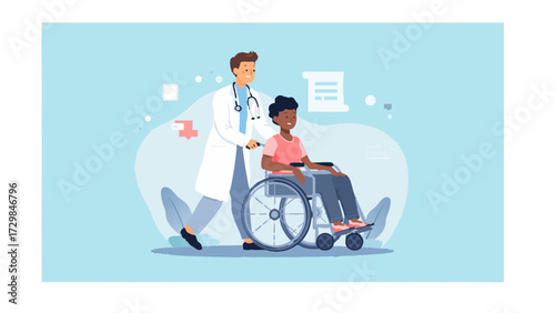 vector of a doctor treating a patient
