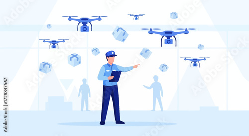 Modern delivery service using drones for efficient shipping and logistics technology