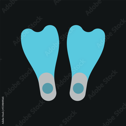 Diving fins icon in vibrant color for snorkeling, marine, and holiday projects.