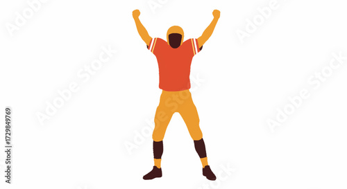 A stylized illustration of a person in a sports uniform, with arms raised in a gesture of victory or celebration, against a plain white background.