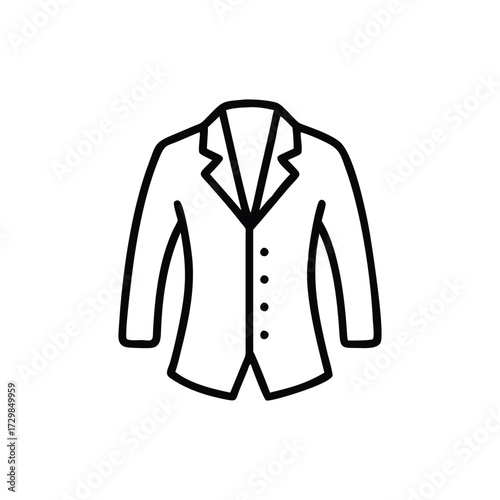 A line drawing of a blazer showing the collar buttons and sleeves