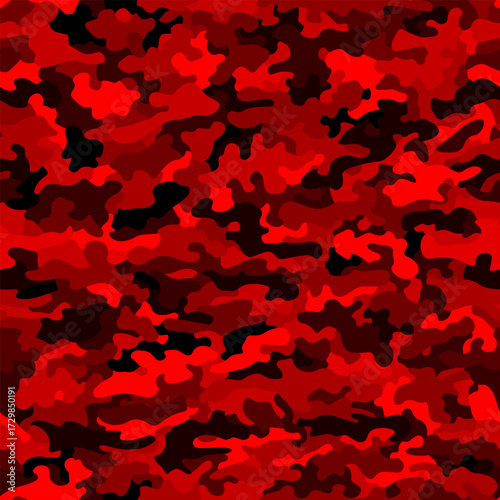 Ruby red, colored seamless pattern. Abstract military or police camouflage