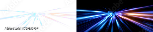 Glowing Neon Motion Blur Effects with Speed and Internet Concept Display on Transparent and Black Background, cutout, png