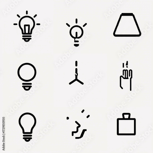 Collection of creative and innovative light bulb symbols, representing ideas and solutions