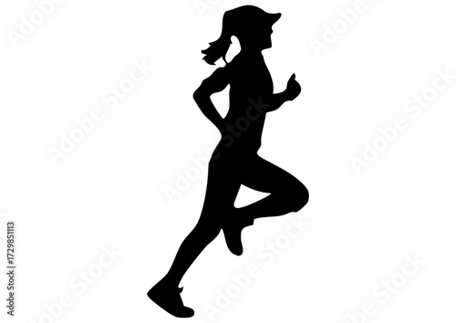 ランニングする女性のシルエット