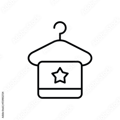 Line drawing of a towel with a star hanging on a hanger