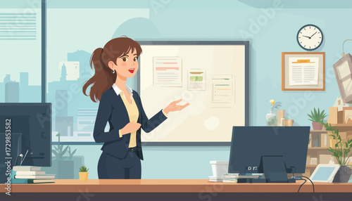 young woman in front of tv screen