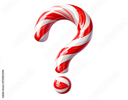  Christmas Candy Cane Question Mark Decoration, Isolated on Transparent Background PNG