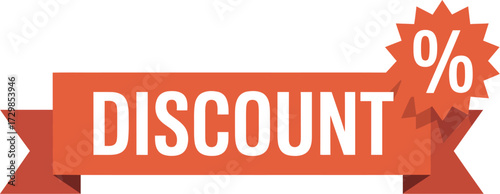 Bright orange banner announces a special discount with a percentage symbol