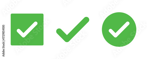 Green check mark icon. Check mark vector icon. Checkmark Illustration. Vector symbols set ,green checkmark isolated on white background. Correct vote choise isolated symbol.