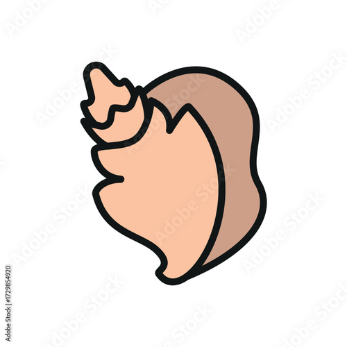 Seashell conch icon in modern color with outline for travel, nautical, and aquatic themes.