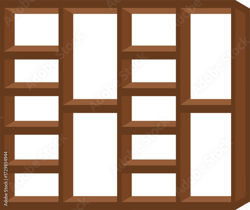 3d brown Floating shelves on a white wall background	