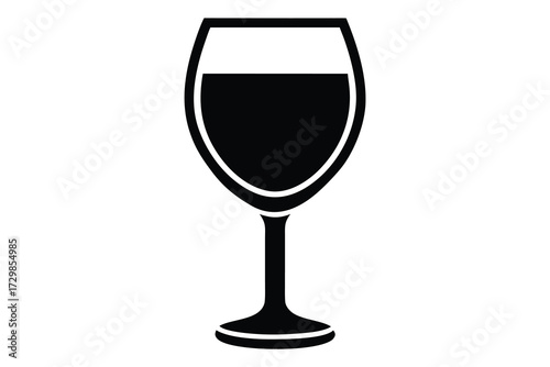 wine glass silhouette icon. Vector clipart black illustration design