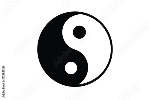 yin yang silhouette icon. Vector clipart black illustration design