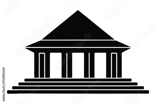 ancient temple silhouette icon. Vector clipart black illustration design