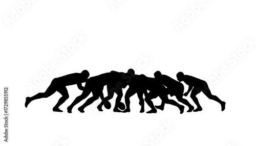 Rugby Scrum Silhouette Team Sport Vector Illustration Design
