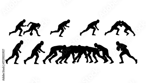 Rugby Scrum Silhouette Team Sport Vector Illustration Design
