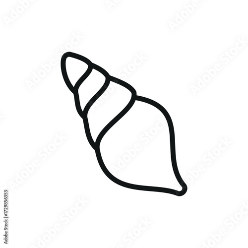 Seashell conch icon in line style for ocean, tropical, and beach visuals.