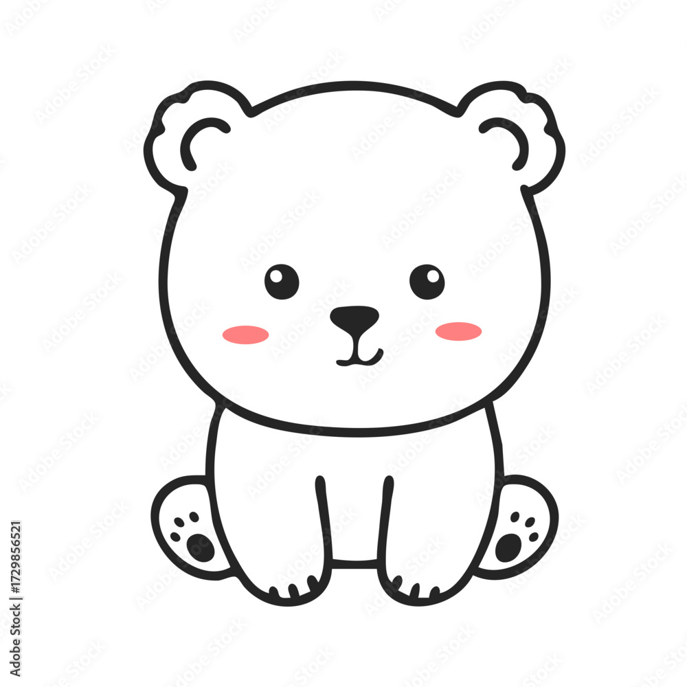 Fototapeta premium Cute Bear Vector brings warmth, comfort, and a touch of joy to every project. Symbolizing kindness and gentle companionship, the artwork is perfect for baby apparel, storybooks, stickers, or cozy-them